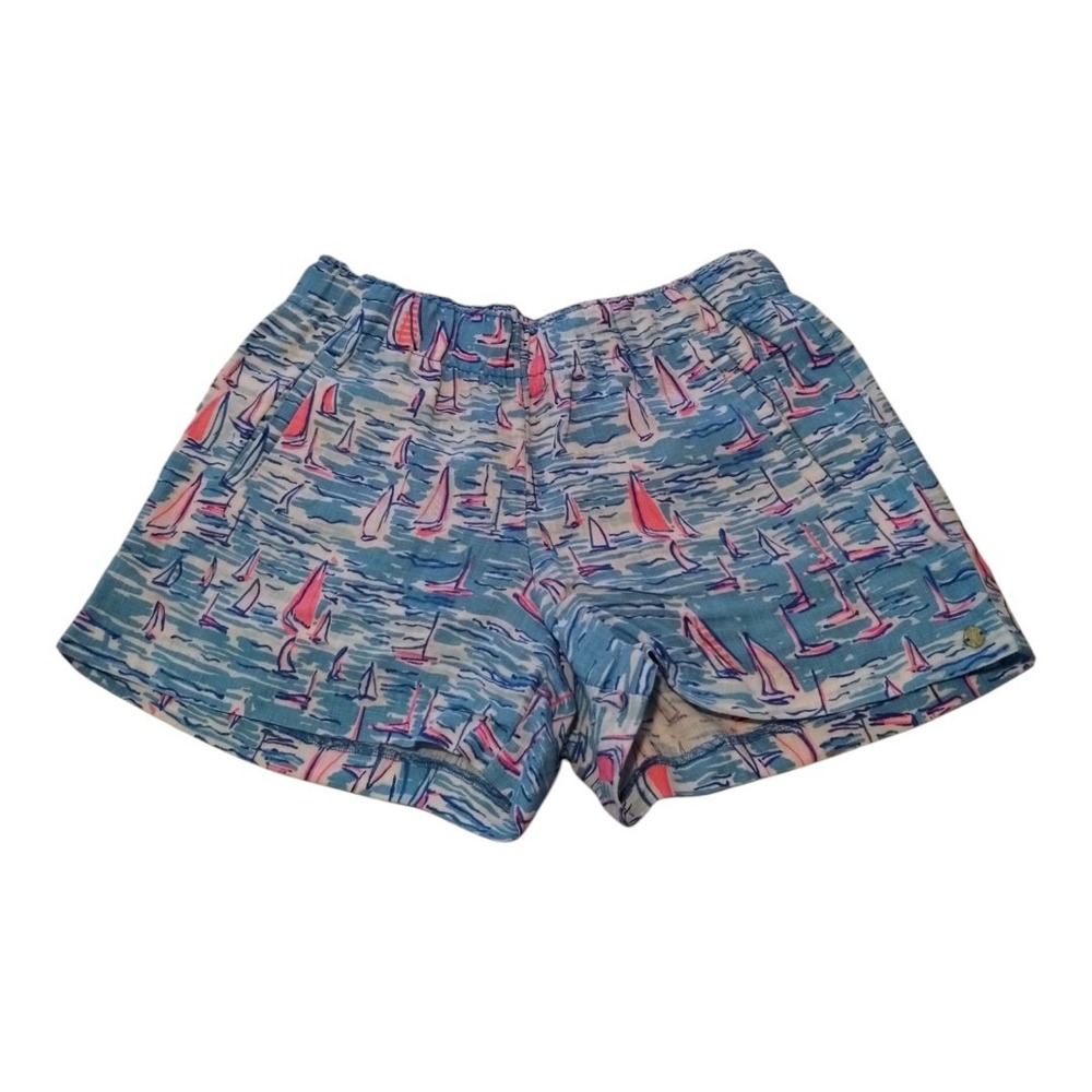 Lilly Pulitzer BOATYLICIOUS LILO SHORTS‎ Linen Pull-On Sailboats Coastal Beach